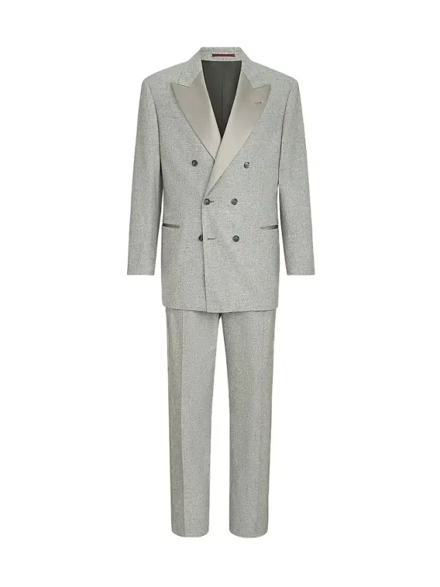 Brunello Cucinelli Men's Cashmere and Silk Lightweight Flannel Tuxedo - Grey