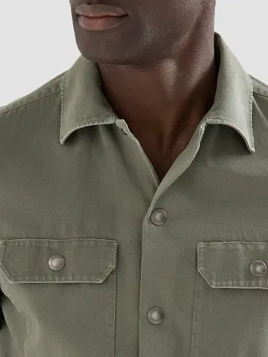 Brunello Cucinelli Men's Garment-Dyed Overshirt in Cotton Gabardine | Thumbnail 5 Brunello Cucinelli Men's Garment-Dyed Overshirt in Cotton Gabardine | Thumbnail 5