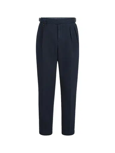 Brunello Cucinelli Men's Cotton Chevron Trousers with Double Pleats - Navy Blue | Thumbnail 1
