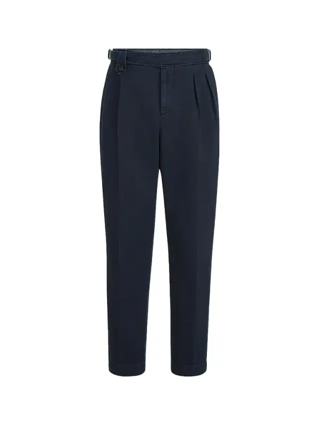 Brunello Cucinelli Men's Cotton Chevron Trousers with Double Pleats - Navy Blue