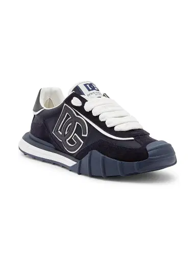 Dolce & Gabbana Men's New NY Leather-Blend Low-Top Sneakers - Blue Bianco | Thumbnail 2