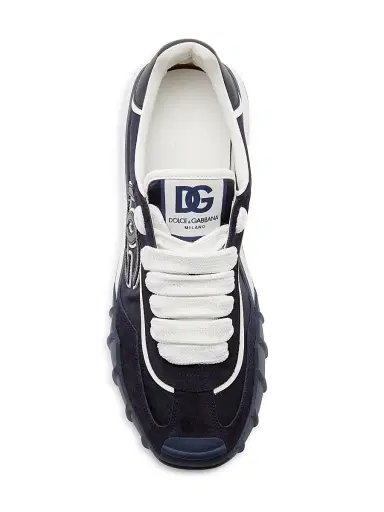 Dolce & Gabbana Men's New NY Leather-Blend Low-Top Sneakers - Blue Bianco | Thumbnail 4