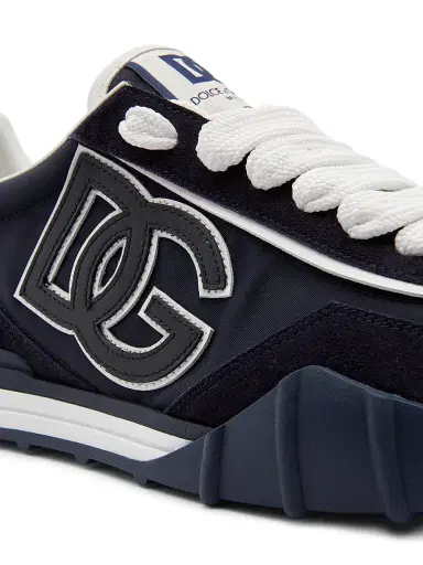 Dolce & Gabbana Men's New NY Leather-Blend Low-Top Sneakers - Blue Bianco | Thumbnail 7