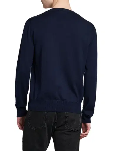 Dolce & Gabbana Men's Logo Patch Virgin Wool Sweater - Blue Scurissimo - Size 46 | Thumbnail 5