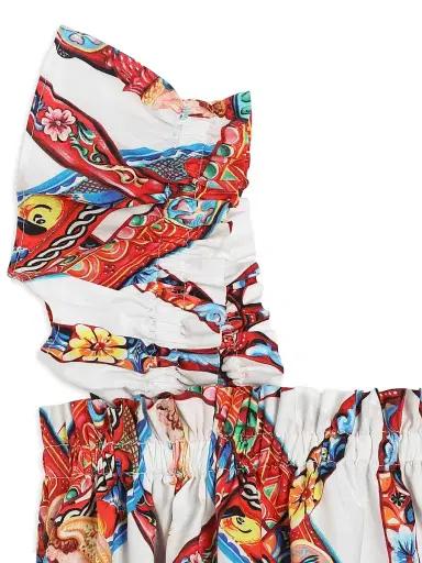 Dolce & Gabbana Little Girl's Printed Flutter-Sleeve Dress - Carretto | Thumbnail 3 Dolce & Gabbana Little Girl's Printed Flutter-Sleeve Dress - Carretto | Thumbnail 3