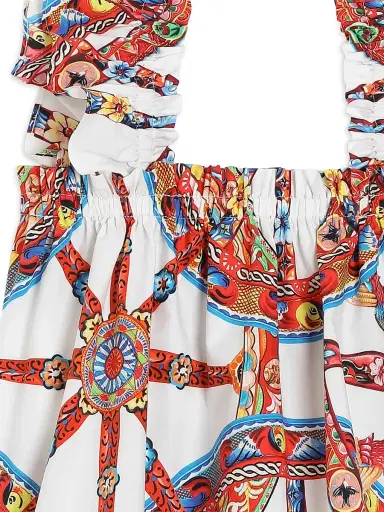 Dolce & Gabbana Little Girl's Printed Flutter-Sleeve Dress - Carretto | Thumbnail 4 Dolce & Gabbana Little Girl's Printed Flutter-Sleeve Dress - Carretto | Thumbnail 4