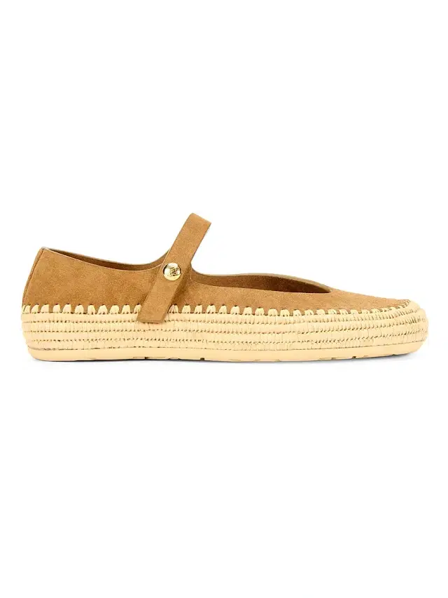 LOEWE Women's x Paula's Ibiza Rio Suede & Raffia Mary Janes - Dark Beige