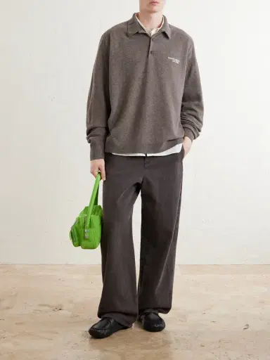 Acne Studios Oversized Logo-Embroidered Wool and Yak-Blend Polo Sweater - Men | Thumbnail 2 Acne Studios Oversized Logo-Embroidered Wool and Yak-Blend Polo Sweater - Men | Thumbnail 2
