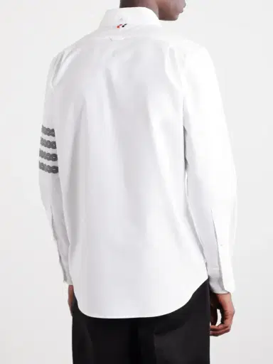Thom Browne Logo-Appliquéd 4-Bar Embroidered Cotton-Oxford Shirt - Men | Thumbnail 4 Thom Browne Logo-Appliquéd 4-Bar Embroidered Cotton-Oxford Shirt - Men | Thumbnail 4