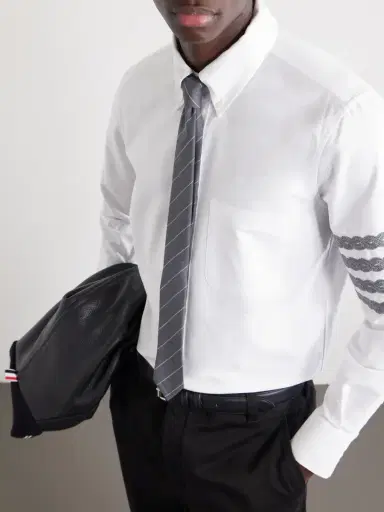 Thom Browne Logo-Appliquéd 4-Bar Embroidered Cotton-Oxford Shirt - Men | Thumbnail 6 Thom Browne Logo-Appliquéd 4-Bar Embroidered Cotton-Oxford Shirt - Men | Thumbnail 6