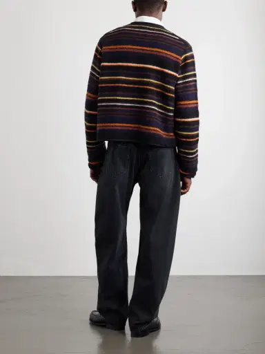 Sacai Striped Wool-Blend Sweater - Men | Thumbnail 4 Sacai Striped Wool-Blend Sweater - Men | Thumbnail 4