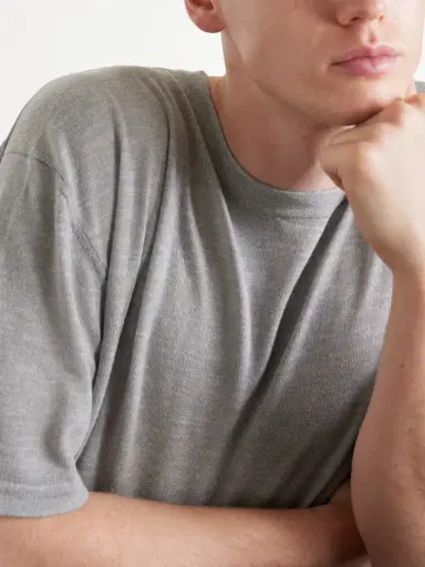 The Elder Statesman Lenny Ribbed Wool, Silk and Linen-Blend T-Shirt - Men | Thumbnail 5 The Elder Statesman Lenny Ribbed Wool, Silk and Linen-Blend T-Shirt - Men | Thumbnail 5
