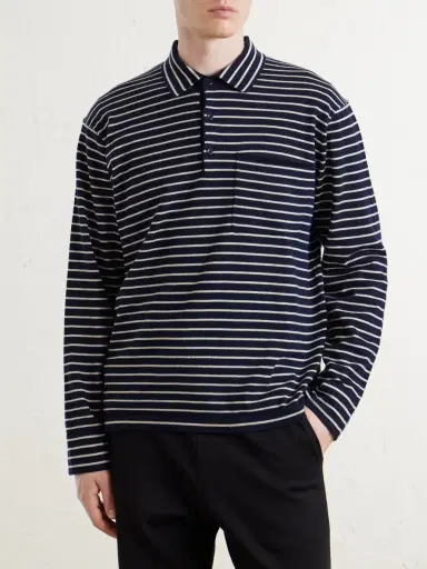 The Elder Statesman Striped Cashmere Polo Shirt - Men | Thumbnail 3 The Elder Statesman Striped Cashmere Polo Shirt - Men | Thumbnail 3