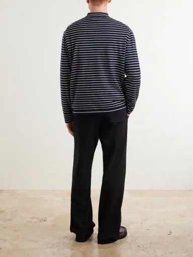 The Elder Statesman Striped Cashmere Polo Shirt - Men | Thumbnail 4 The Elder Statesman Striped Cashmere Polo Shirt - Men | Thumbnail 4
