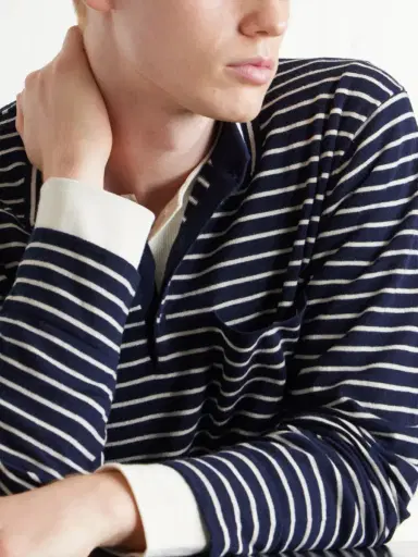 The Elder Statesman Striped Cashmere Polo Shirt - Men | Thumbnail 5 The Elder Statesman Striped Cashmere Polo Shirt - Men | Thumbnail 5