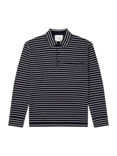 The Elder Statesman Striped Cashmere Polo Shirt - Men | Thumbnail 1 The Elder Statesman Striped Cashmere Polo Shirt - Men | Thumbnail 1