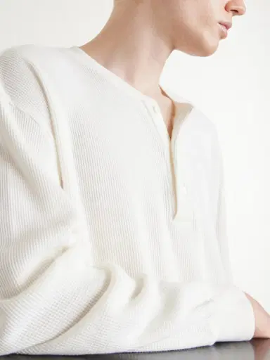 A.PRESSE Waffle-Knit Cotton and Cashmere-Blend Henley T-Shirt - Men | Thumbnail 5