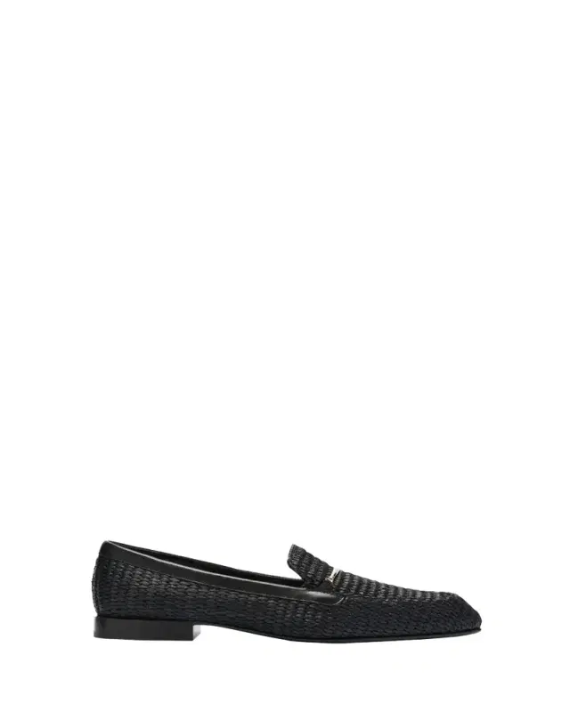 Victoria Beckham Raffia Metal-Strap Easy Loafers