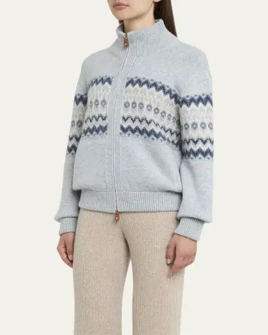 Loro Piana Alpe Pile Cashmere GG 5 Bomber Sweater | Thumbnail 4 Loro Piana Alpe Pile Cashmere GG 5 Bomber Sweater | Thumbnail 4