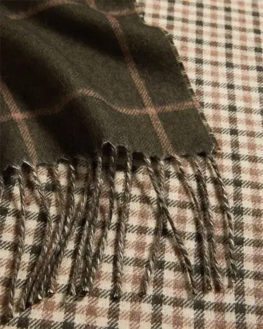 PIACENZA 1733 Men's Silk Cashmere Check Windowpane Scarf | Thumbnail 4