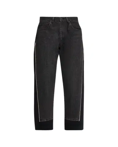 UNDERCOVER Mixed-Media Denim Straight-Leg Ankle Sweatpants | Thumbnail 1 UNDERCOVER Mixed-Media Denim Straight-Leg Ankle Sweatpants | Thumbnail 1