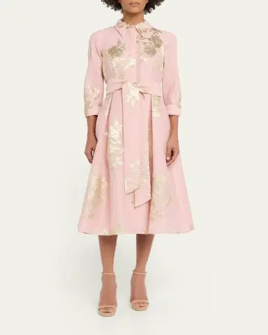 Rickie Freeman for Teri Jon Metallic Floral Jacquard Midi Shirtdress | Thumbnail 2 Rickie Freeman for Teri Jon Metallic Floral Jacquard Midi Shirtdress | Thumbnail 2