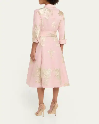Rickie Freeman for Teri Jon Metallic Floral Jacquard Midi Shirtdress | Thumbnail 3 Rickie Freeman for Teri Jon Metallic Floral Jacquard Midi Shirtdress | Thumbnail 3
