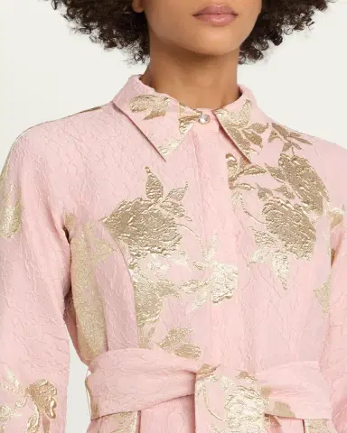 Rickie Freeman for Teri Jon Metallic Floral Jacquard Midi Shirtdress | Thumbnail 5 Rickie Freeman for Teri Jon Metallic Floral Jacquard Midi Shirtdress | Thumbnail 5