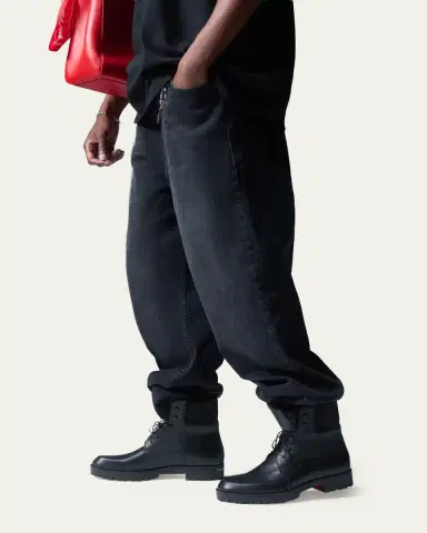 Christian Louboutin Men's Trapman Leather Lug-Sole Lace-Up Boots | Thumbnail 2