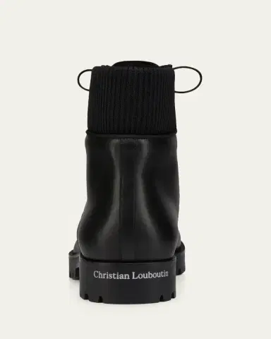 Christian Louboutin Men's Trapman Leather Lug-Sole Lace-Up Boots | Thumbnail 3