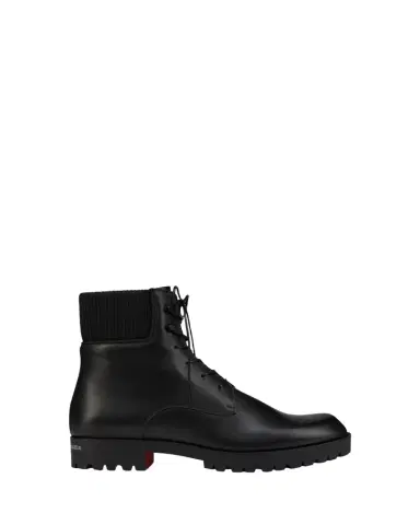 Christian Louboutin Men's Trapman Leather Lug-Sole Lace-Up Boots | Thumbnail 1