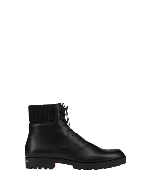 Christian Louboutin Men's Trapman Leather Lug-Sole Lace-Up Boots