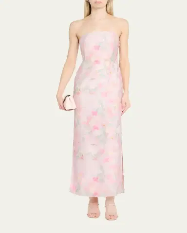BERNADETTE Elora Strapless Floral Linen Maxi Dress | Thumbnail 2 BERNADETTE Elora Strapless Floral Linen Maxi Dress | Thumbnail 2