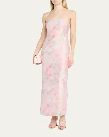 BERNADETTE Elora Strapless Floral Linen Maxi Dress | Thumbnail 4 BERNADETTE Elora Strapless Floral Linen Maxi Dress | Thumbnail 4