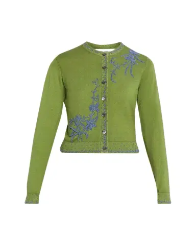 Prabal Gurung Embroidered Silk-Cashmere Crewneck Cardigan | Thumbnail 1 Prabal Gurung Embroidered Silk-Cashmere Crewneck Cardigan | Thumbnail 1