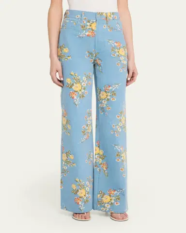 Veronica Beard Taylor High-Rise Wide-Leg Floral Jeans | Thumbnail 4 Veronica Beard Taylor High-Rise Wide-Leg Floral Jeans | Thumbnail 4