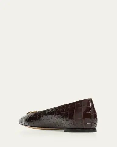 Valentino Garavani VLogo Croc-Embossed Leather Ballerina Flats | Thumbnail 2 Valentino Garavani VLogo Croc-Embossed Leather Ballerina Flats | Thumbnail 2