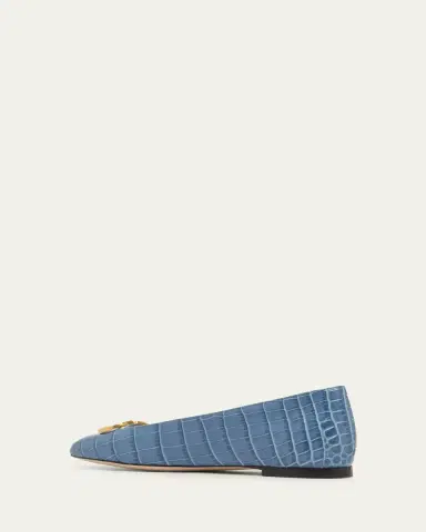 Valentino Garavani VLogo Croc-Embossed Leather Ballerina Flats | Thumbnail 6 Valentino Garavani VLogo Croc-Embossed Leather Ballerina Flats | Thumbnail 6