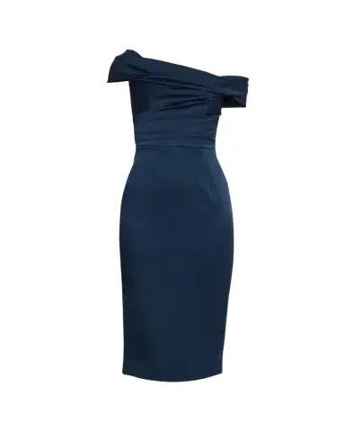 REBECCA VALLANCE Lessa Asymmetric Draped Midi Dress | Thumbnail 1 REBECCA VALLANCE Lessa Asymmetric Draped Midi Dress | Thumbnail 1