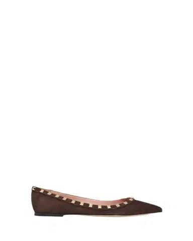 Valentino Garavani 5mm Rockstud Suede Ballerina Flats | Thumbnail 1 Valentino Garavani 5mm Rockstud Suede Ballerina Flats | Thumbnail 1