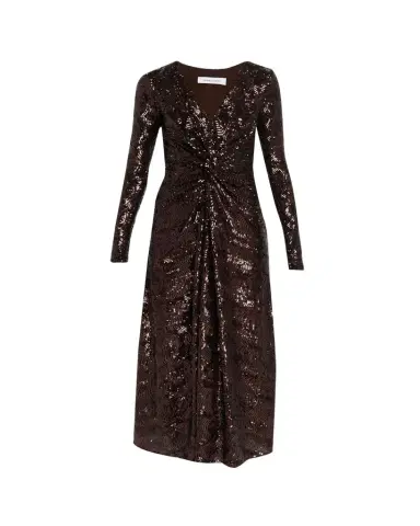 PRABAL GURUNG Twisted Front Long-Sleeve Sequined Midi Dress | Thumbnail 1