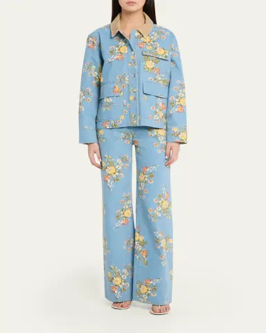 Veronica Beard Leighton Floral Denim Barn Jacket | Thumbnail 2 Veronica Beard Leighton Floral Denim Barn Jacket | Thumbnail 2