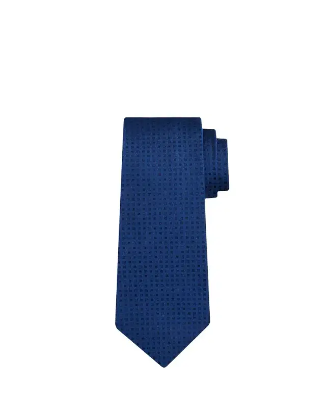 Kiton Men's Woven Micro-Geometric Silk Seven-Fold Tie