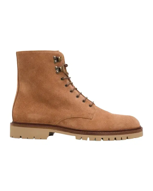 Brunello Cucinelli Men 's Suede Lug-Sole Lace-Up Boots