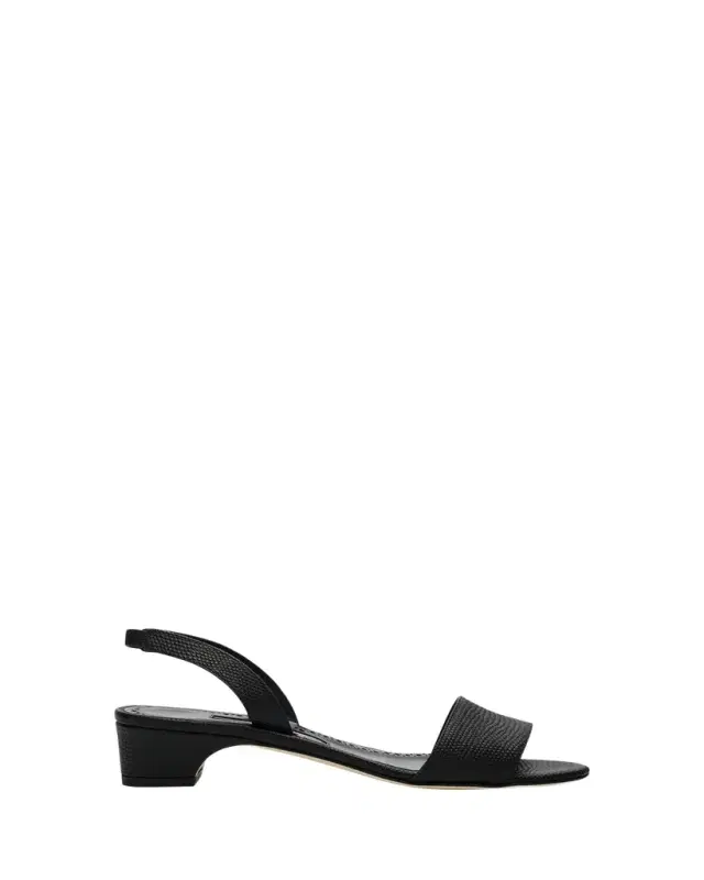 Manolo Blahnik 30mm Patobarnu Embossed Leather Sandals