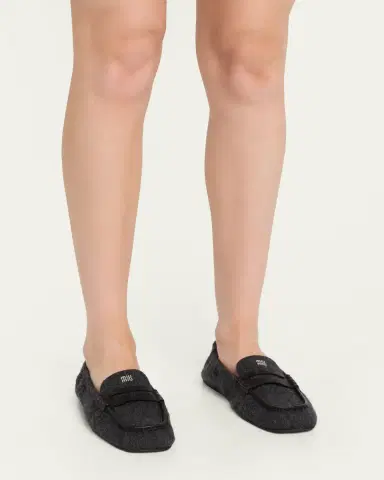 Miu Miu Flannel Penny Loafers | Thumbnail 2 Miu Miu Flannel Penny Loafers | Thumbnail 2