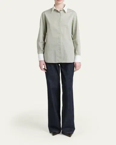 Kiton Striped Cashmere Poplin Button-Down Shirt | Thumbnail 2 Kiton Striped Cashmere Poplin Button-Down Shirt | Thumbnail 2