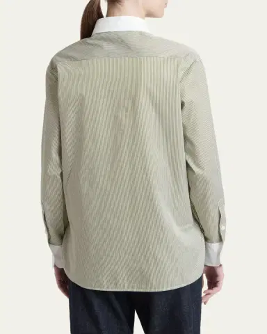 Kiton Striped Cashmere Poplin Button-Down Shirt | Thumbnail 3 Kiton Striped Cashmere Poplin Button-Down Shirt | Thumbnail 3