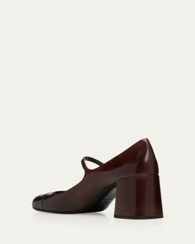 Miu Miu 65mm Leather Cap-Toe Mary Jane Pumps | Thumbnail 4 Miu Miu 65mm Leather Cap-Toe Mary Jane Pumps | Thumbnail 4