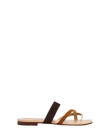Manolo Blahnik Susa Suede Crisscross Flat Sandals | Thumbnail 1